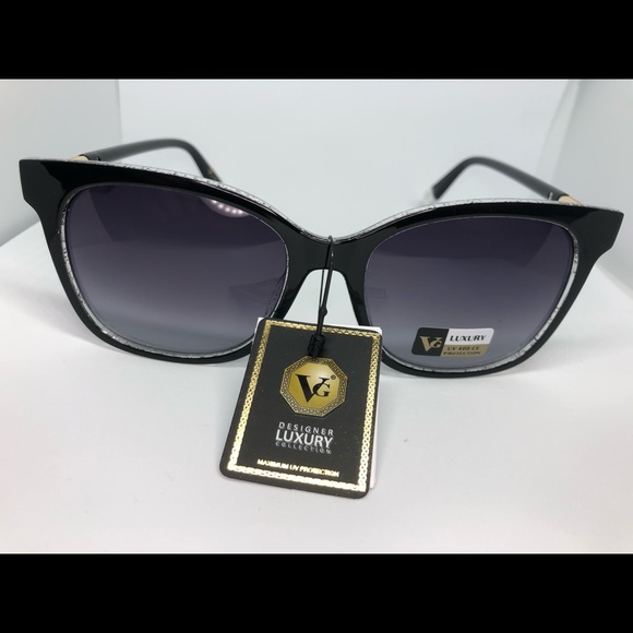 🆕 VG Black with Silver Sparkle Fashion Sunglasses - Picture 2 of 6